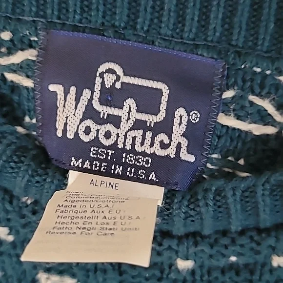 Woolrich Men's Crewneck Knit Sweater Blue Geometric Pattern Winter Size Medium - Picture 3 of 7